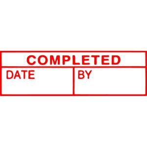 XStamper CX-BN 1542 COMPLETED, DATE, BY Self Inking Rubber Stamp, Red