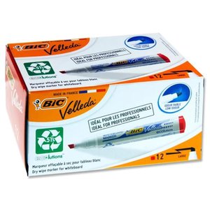 BIC Velleda ECOlutions Red Whiteboard Marker Chisel Tip x 12's pack (1751 03)