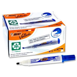 Bic: BIC Velleda ECOlutions Blue Whiteboard Marker Chisel Tip x 12's pack (1751 06)