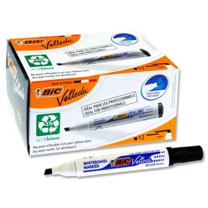 Bic: BIC Velleda ECOlutions Black Whiteboard Marker Chisel Tip x 12's pack (1751 09)