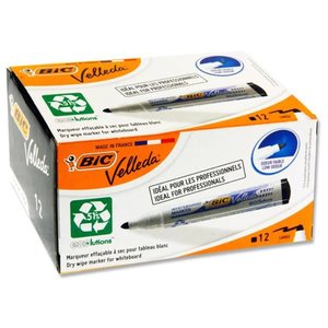 BIC Velleda ECOlutions Black Whiteboard Marker Bullet Tip x 12's pack (1701 09)