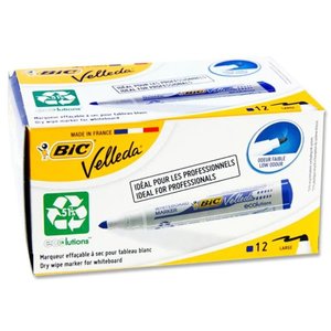 BIC Velleda ECOlutions Blue Whiteboard Marker Bullet Tip x 12's pack (1701 06)