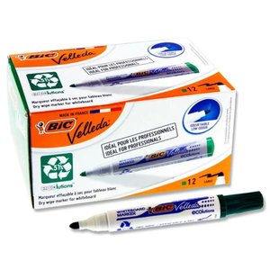 BIC Velleda ECOlutions Green Whiteboard Marker Bullet Tip x 12's pack (1701 02)