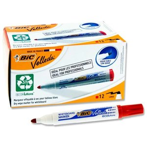BIC Velleda ECOlutions Red Whiteboard Marker Bullet Tip x 12's pack (1701 03)