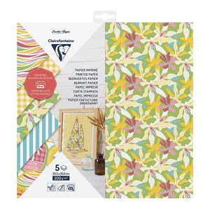 Clairefontaine Cutting Paper Printed 200g 30.5x30.5cm, Pack of 5