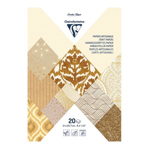 Clairefontaine Artisan Paper Pad, Ivory-Brown, A4, 20 Sheets