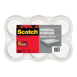 Scotch Clear Packaging Tape 48mm x 50m, Pack of 6 (3350-OPP)