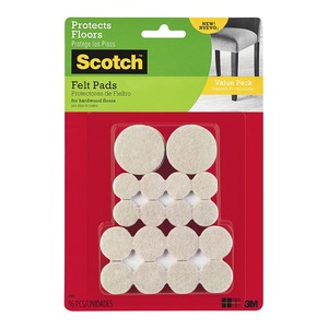 Scotch Felt Pads, Assorted Sizes, Beige, Pack of 36 (SP842-NA-S)