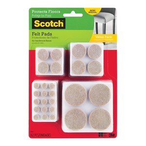 Scotch Felt Pads, Assorted Sizes, Beige, Pack of 162 (SP845)