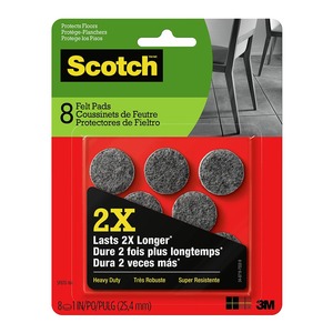 Scotch: Scotch Heavy Duty Felt Pads, 2.5cm Round, Pack of 8 (SP870)