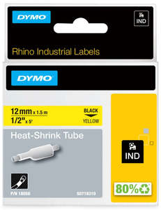 Dymo: Dymo Rhino Heat Shrink Tube Tape 12mm Black On Yellow (18056)