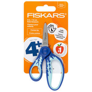 Fiskars Kids Scissors, Pointed Tip, 5 Inch, Left Hand, Blue