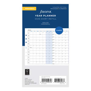 Filofax: 2026 Filofax Personal Refill Year Planner, Horizontal, 95mm x 171mm