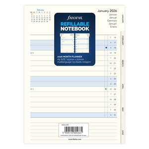 2026 Filofax A5 Refill Notebook Monthly Diary Planner, 148mm x 210mm