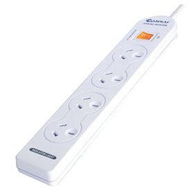 Sansai 4 Way Power Board with Master Switch, Space Saving Plug