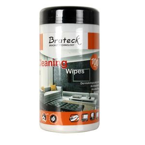Brateck: BRATECK 100pc LCD Cleaning Wipes. Dermatologically safe, Alcohol Free, Antistatic & Non-Streak. Suited for Cleaning Items such as Phone, Monitors, TV''s, Laptops, Glass Furniture etc