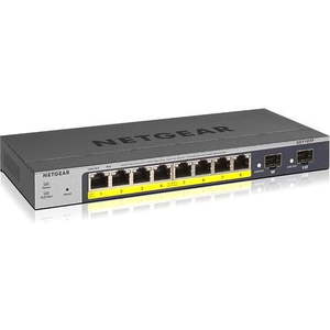 Networking: Netgear 8-port Gigabit PoE Smart Switch with 2 Gigabit Fiber SFP - 8 Ports - Manageable - Gigabit Ethernet - 10/100/1000Base-T, 1000Base-X - 2 Layer Supported - Modular - 2 SFP Slots - 59.30 W Power Consumption - 46 W PoE Budget - Optical Fiber, Twisted P