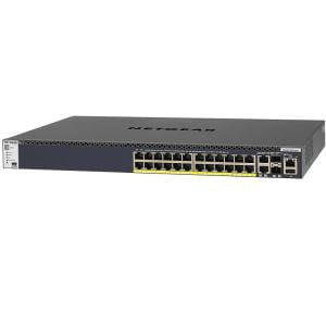 Networking: NETGEAR M4300-28G-POE+ 24-PORT FULLY MANAGED STACKABLE LAYER 3 POE+ SWITCH (24 X 1G PORTS WITH 2 X 10GBASE-T & 2 X SFP+ 1 000W PSU)