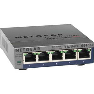 Networking: Netgear ProSafe Plus GS105Ev2 Ethernet Switch - 5 Ports - Manageable - 10/100/1000Base-T - 2 Layer Supported - Desktop, Wall Mountable - Lifetime Limited Warranty