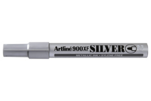 Artline 900XF Metallic Permanent Marker, 2.3mm Bullet Nib, Silver, Pack of 12