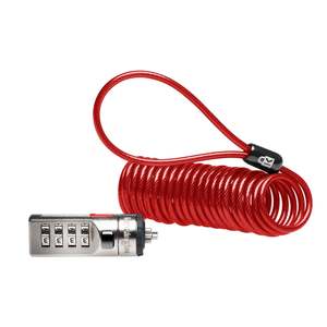 Kensington Coiled Cable Combination Laptop Lock, Red