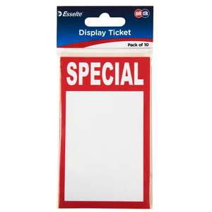 Quikstik Display Tickets SPECIAL, Pack of 10