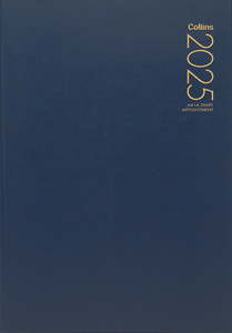 Diaries Calendars Planners: 2025 Collins Diary A41A Appointment Diary, Day Per Page, Navy, 210mm x 297mm
