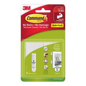 Command: Command Medium Picture Hanging Strips, White, Pack of 8 Sets (17204VP-8PK)