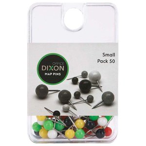 Dixon: Dixon Map Pins Assorted Colours Small x 50
