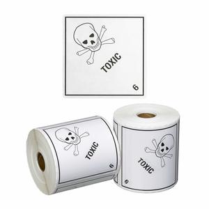 TOXIC 6 Printed Permanent Adhesive Label 99mm x 99mm x 500 Labels per roll