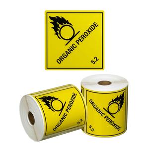 ORGANIC PEROXIDE 5.2 Printed Permanent Adhesive Label 99mm x 99mm x 500 Labels per roll