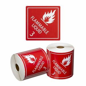 FLAMMABLE LIQUID 3 Printed Permanent Adhesive Label 99mm x 99mm x 500 Labels per roll