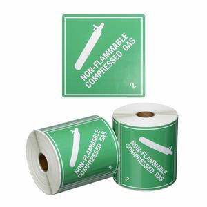 Multi Purpose Labels: NON-FLAMMABLE COMPRESSED GAS 2 Printed Permanent Adhesive Label 99mm x 99mm x 500 Labels per roll