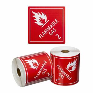 FLAMMABLE GAS 2 Printed Permanent Adhesive Label 99mm x 99mm x 500 Labels per roll