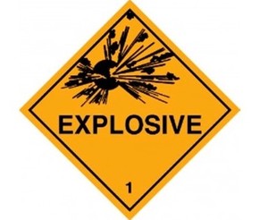 Multi Purpose Labels: EXPLOSIVE 1 Printed Permanent Adhesive Label 99mm x 99mm x 500 Labels per roll