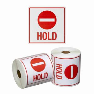 HOLD Printed Permanent Adhesive Label 99mm x 99mm x 500 Labels per roll