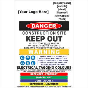 Construction Site Combination Sign - Test And Tag - Discount Safety Signs New Zealand