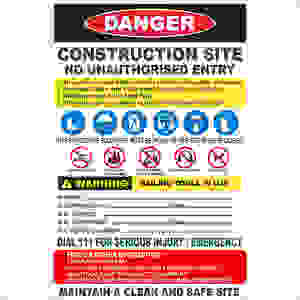 Construction Site Combination Sign (no Logo) - Discount Safety Signs New Zealand