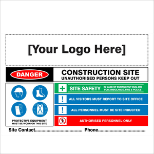 Construction Site Sign With Logo - Discount Safety Signs New Zealand