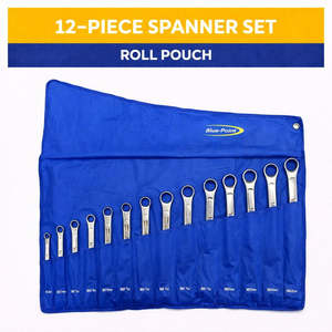 Socket Sets: Blue Point BLPDRWS12 12-Piece Metric 45° Double Ring Spanner Set (Roll Pouch)
