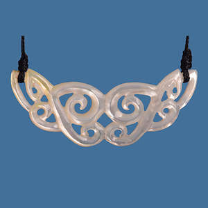 Paua Shell Items: MOP carved necklace