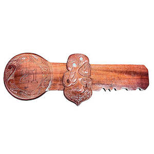 Maori Hardwood Carvings: 21st key with Tiki