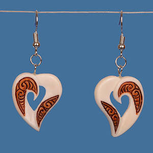 Bone Earrings: Bone Stained Heart Earrings