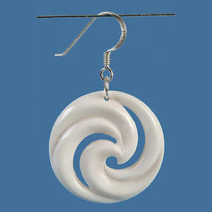 Bone Earrings: Bone Closed Koru Earrings