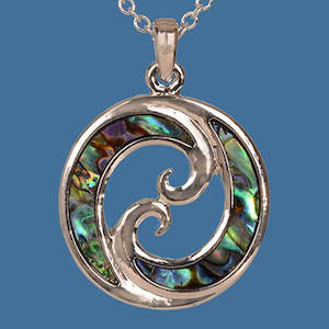 Paua Double Koru Pendant