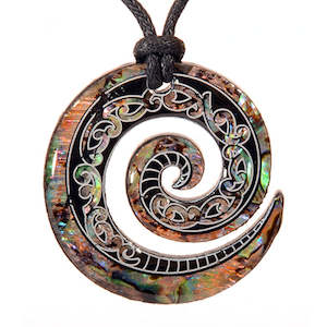 Paua Shell Items: Pāua Fancy Koru Pendant