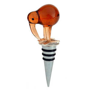 Bottle Stoppers: Glass Brown Kiwi Bottle Stopper