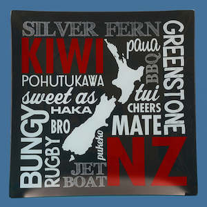 Glass Kiwiana Words  Plate