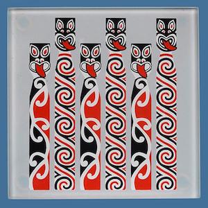 Glassware: Glass Tiki Fencepost Coaster Set