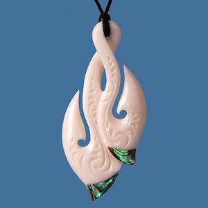 Maori Necklace: Bone Double Hook Pendant